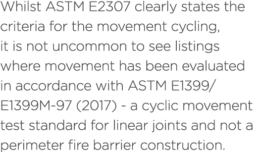 Whilst ASTM E2307 clearly states the criteria for the movement cycling, it is not uncommon to see listings where move...